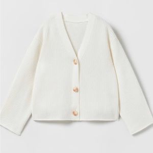 Zara White Button-Up Cardigan
